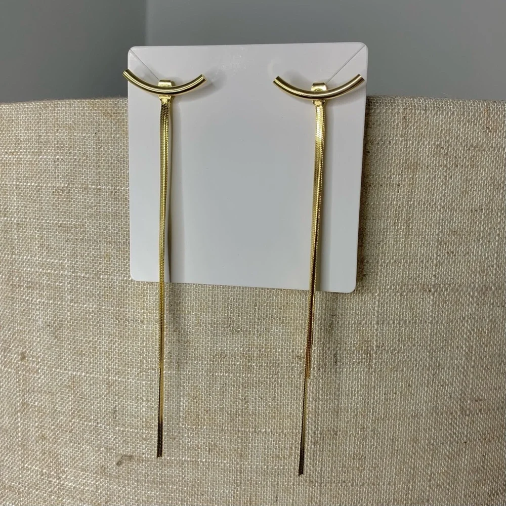 Kopen Australia - Gold Costume Long Tassel Statement Earrings Chain Drop - Picture 2 of 4